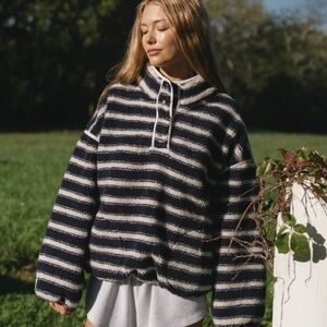 Eleven Eleven Striped Fleece Pullover Size L new with taga